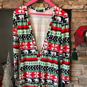Christmas in July Party Flap Onesie Hallmark Bear Soft Cozy Holiday Red White L